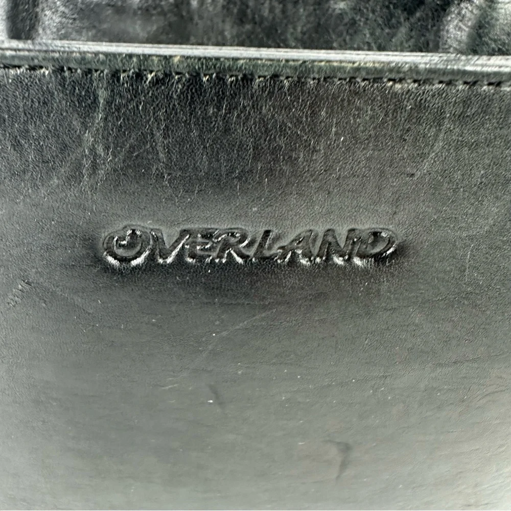 Overland Vintage Handbag Black‎ Leather Double Handles Made In USA Purse